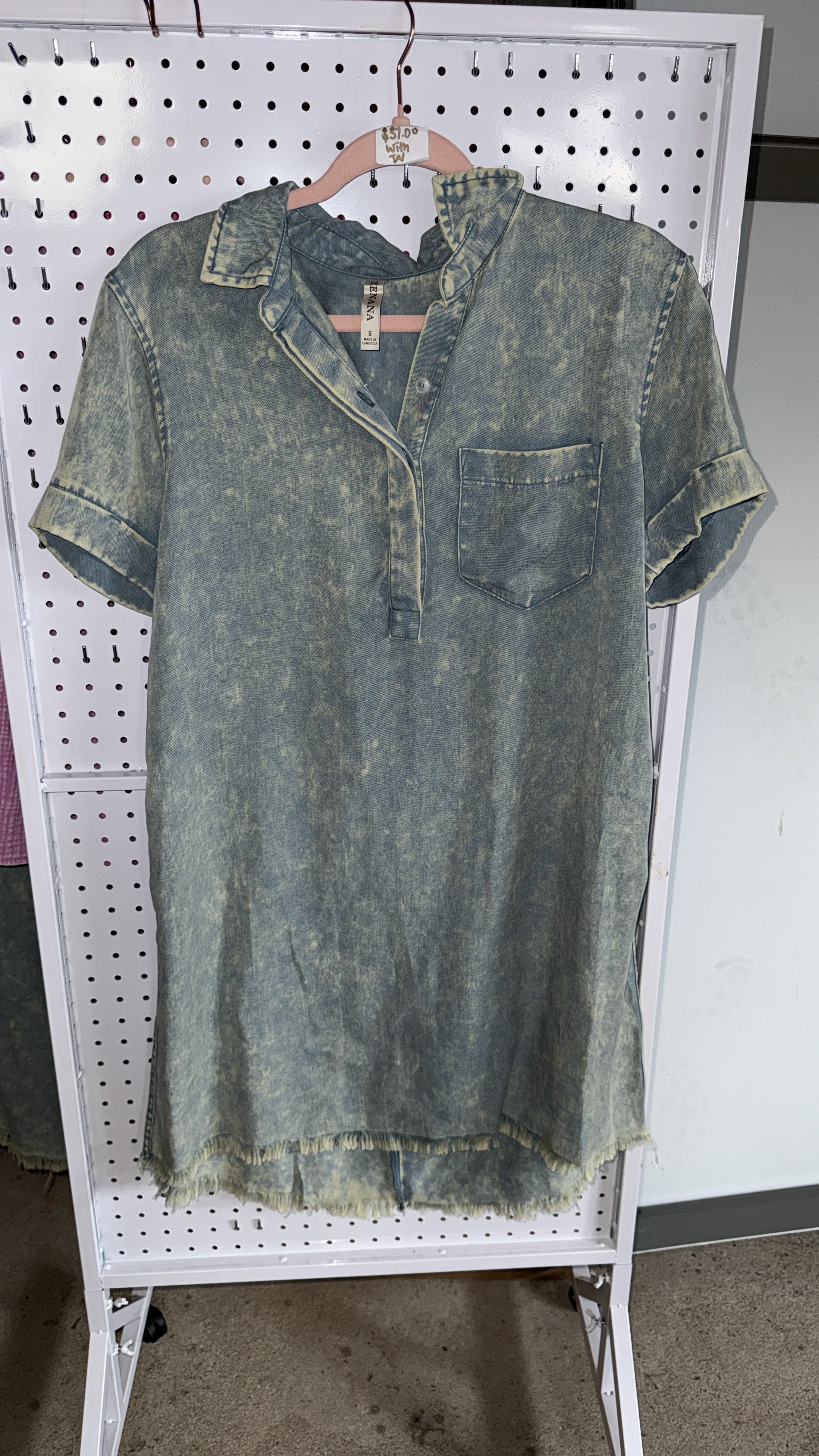 Zenana Denim fringe hem dress